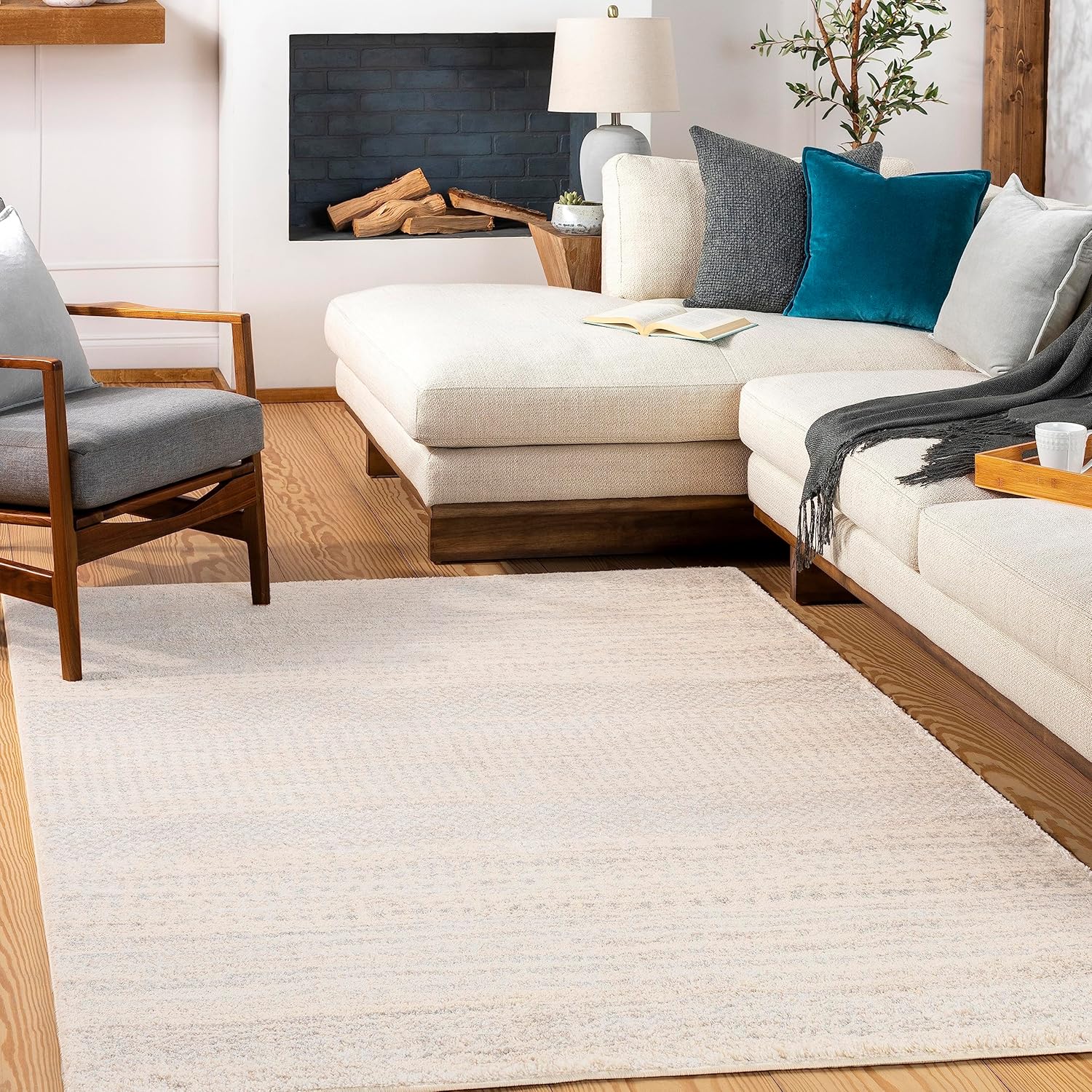 Livabliss Anya Neutral and Gray Shag Area Rug 2' x 3'