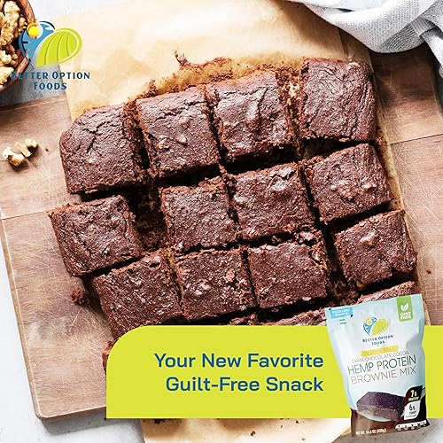 Miniatura 8 de Better Option Foods - Mezcla de brownie de proteína de cáñamo a base de plantas con cacao oscuro y azúcar de caña natural, apta para veganos, cero