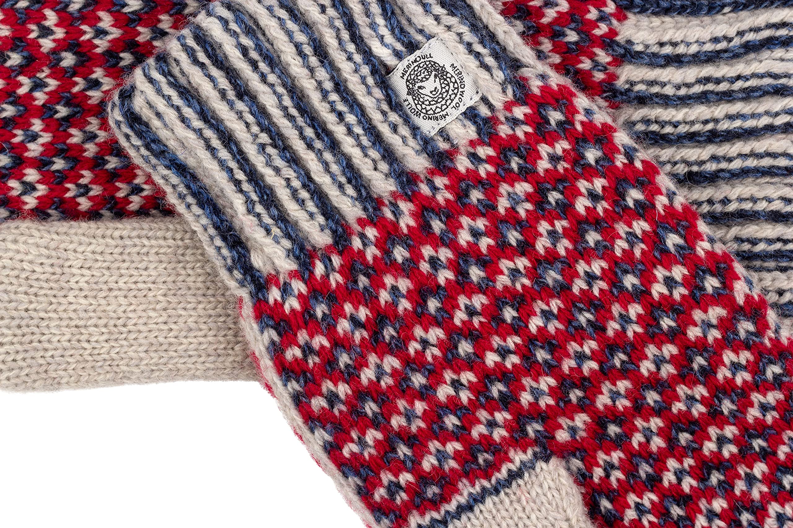 ÖJBRO VANTFABRIK "Lycksele guanti a maglia 100% lana merino L (10-11) caldi, morbidi – Made in Svezia