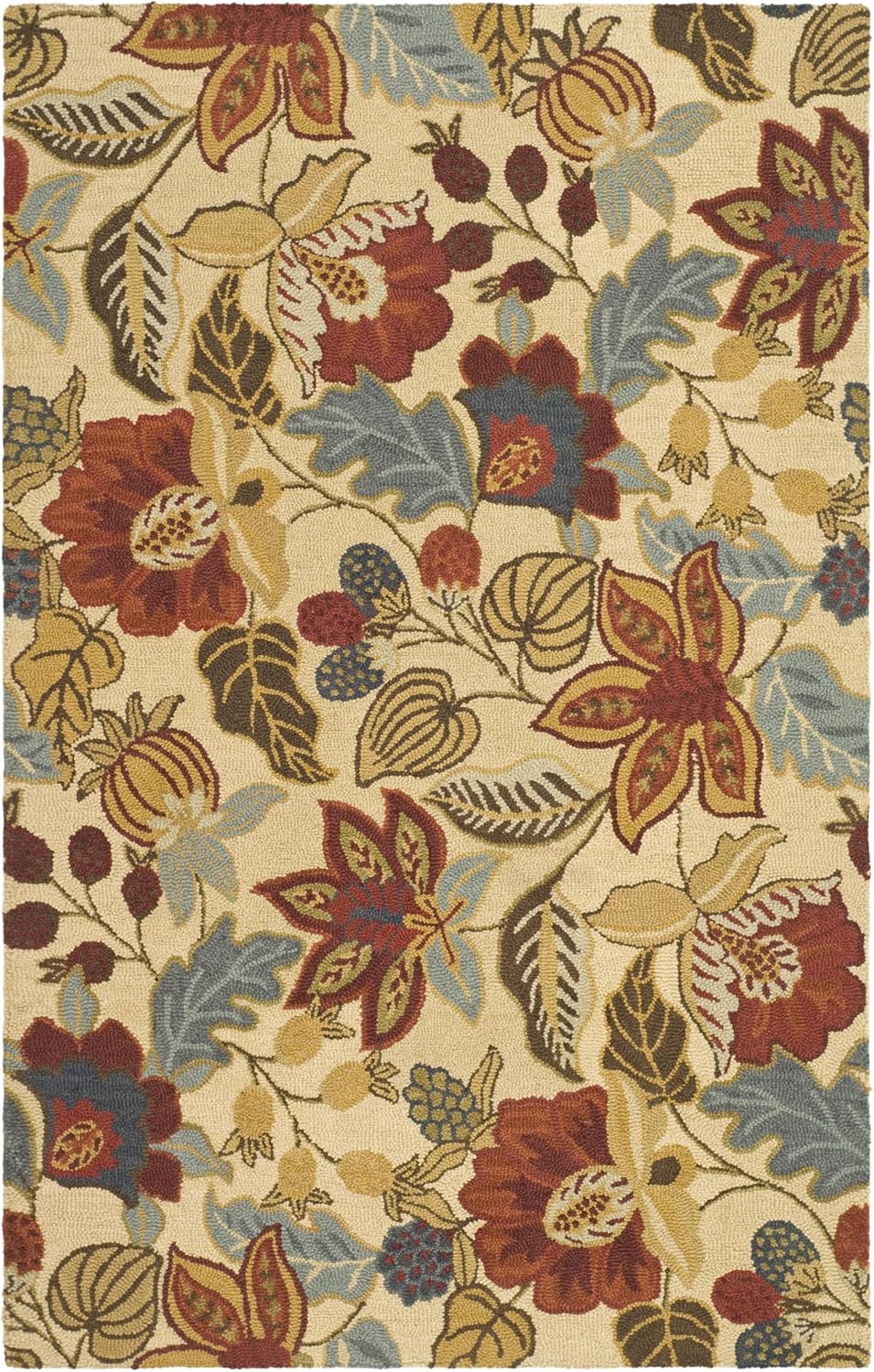 SAFAVIEH Jardin Collection Accent Rug - 2'6" x 4', Beige & Multi, Handmade Floral Wool, Ideal for High Traffic Areas in Entryway, Living Room, Bedroom (JAR952A)