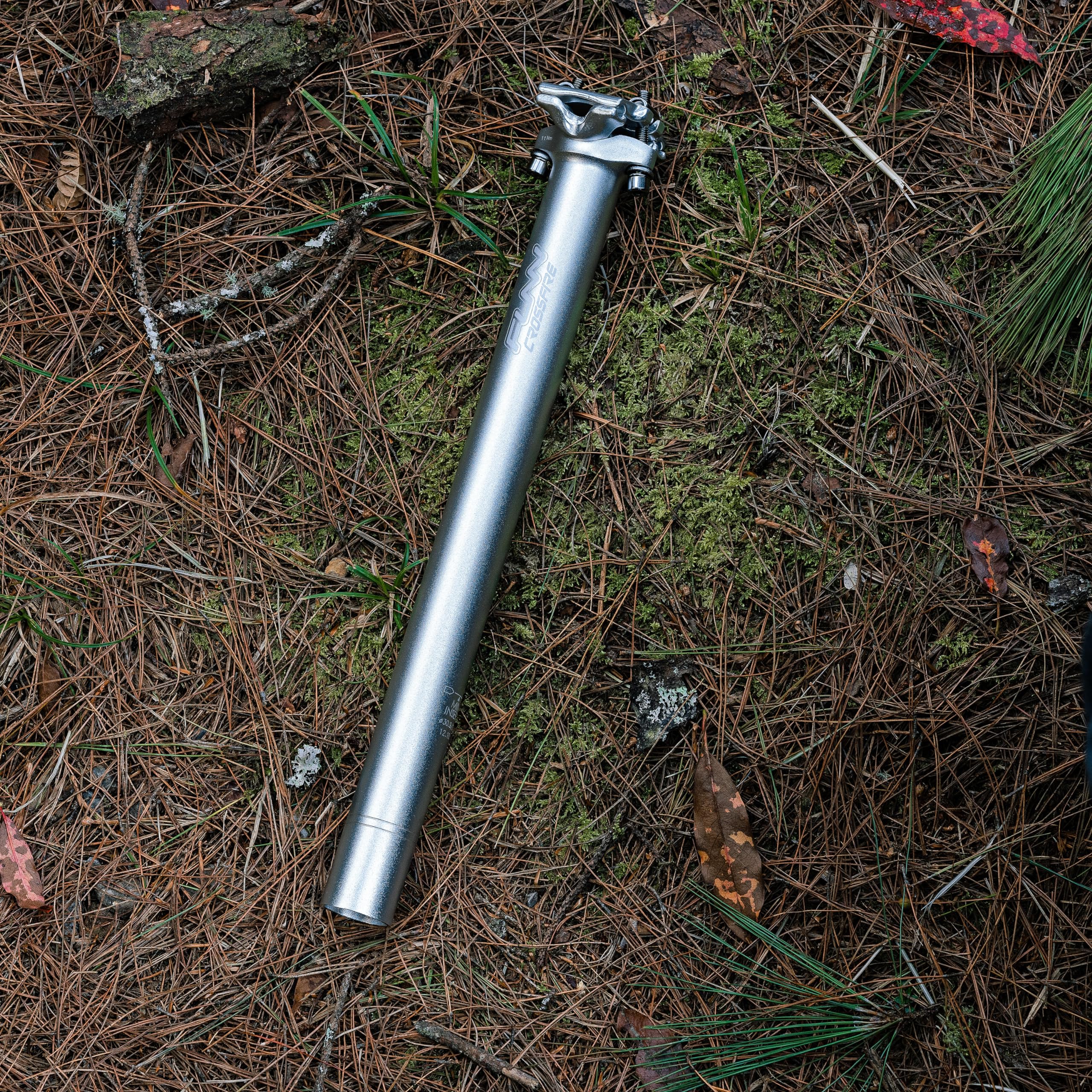 Funn Crossfire Bike Seat Post, Length 400mm, Diameter 30.9mm, Aluminum Alloy AL6061, 3D Forged, One Piece Head and Shaft (Blast Silver) - Image 2