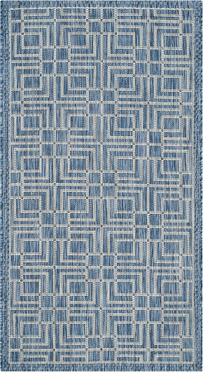 SAFAVIEH Courtyard Collection Accent Rug - 2'7" x 5', Navy & Grey, Non-Shedding & Easy Care, Indoor/Outdoor & Washable-Ideal for Patio, Backyard, Mudroom (CY8467-36821)