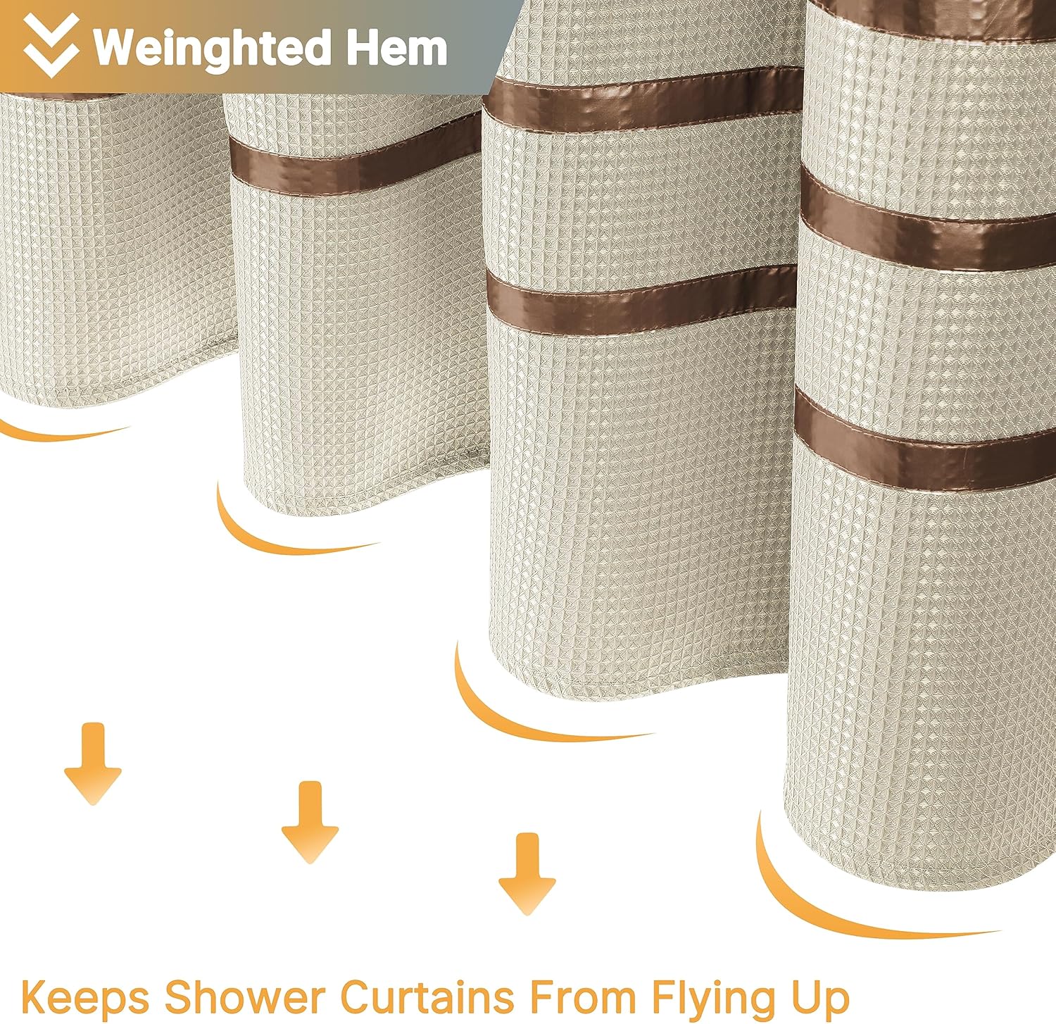 Yimobra Waffle Weave Shower Curtain Set with Snap-in Fabric Liner, Heavyweight Fabric with 12 Hooks, Waterproof and Washable, Mesh Top Window, 78 "x 72", Beige