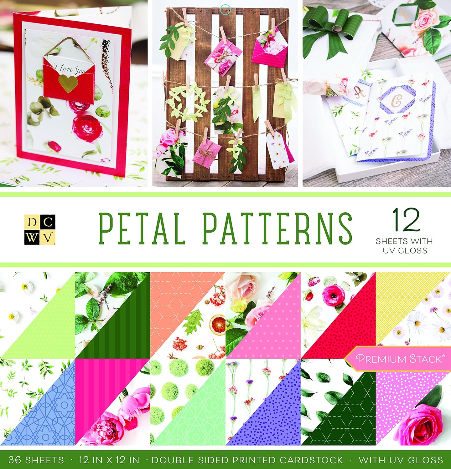 DCWV Card Stock 12"X12" Petal Patterns Premium Printed Cardstock Stack
