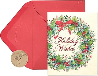 Papyrus Petite Holiday Cards Boxed with Envelopes, Wonderful Holiday, Wreath (20-Count)