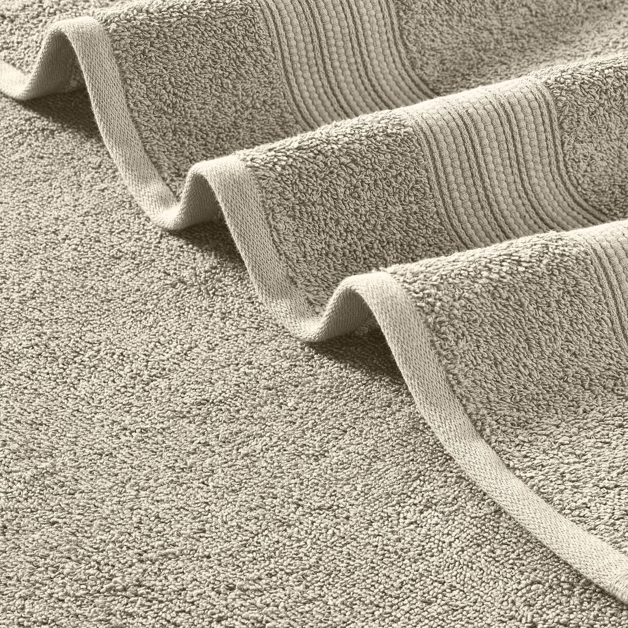 Modern Threads Amaris Wende-Handtuchset aus garngefärbtem Jacquard, 6-teilig, Badetücher, Handtücher und Waschlappen, sehr saugfähig und schnell trocknend, 100% gekämmte Baumwolle, Khaki