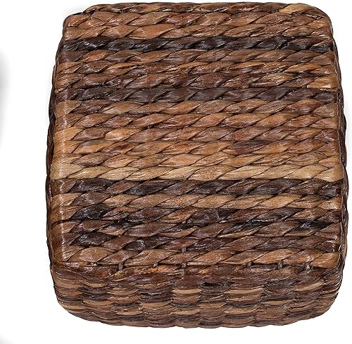 Vista 6 de BIRDROCK HOME Taburete de acento de junco marino Hecho de junco marino tejido a mano Taburete de 21 pulgadas