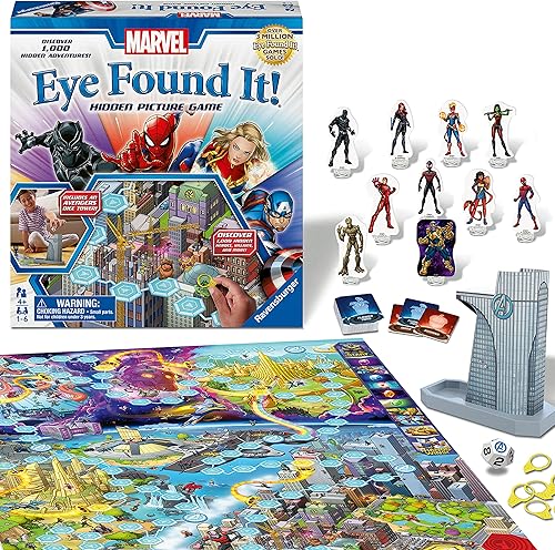 Ravensburger Marvel Eye Found It! Juego de mesa - Atractivo juego de rompecabezas para niños y adultos | Cuenta con queridos personajes de Marvel |