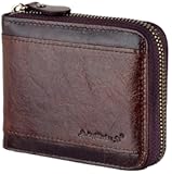 Mens RFID Blocking Wallets Zipper Leather Wallet for Men Bifold RFID Card Holder