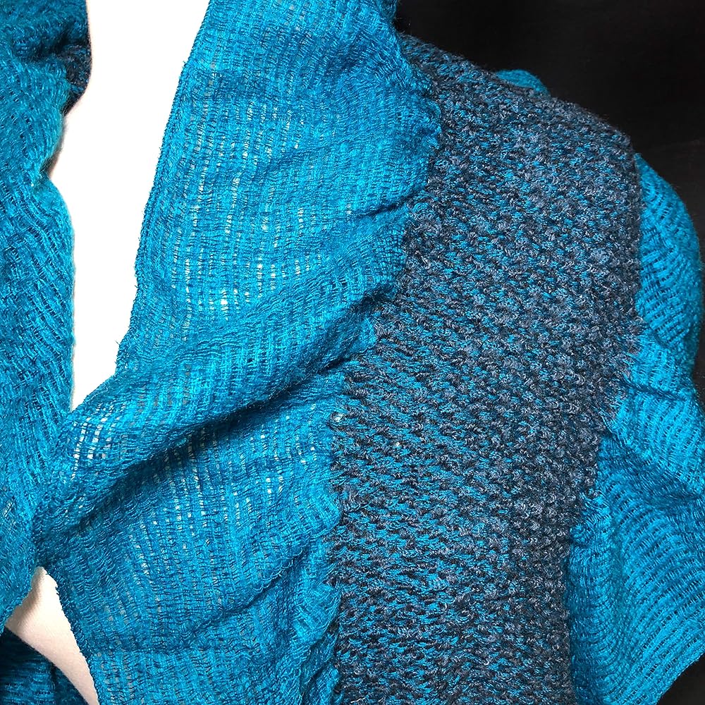 Unique Fun Funky Stretchy Ruffle Multi Color Block Loose Weave