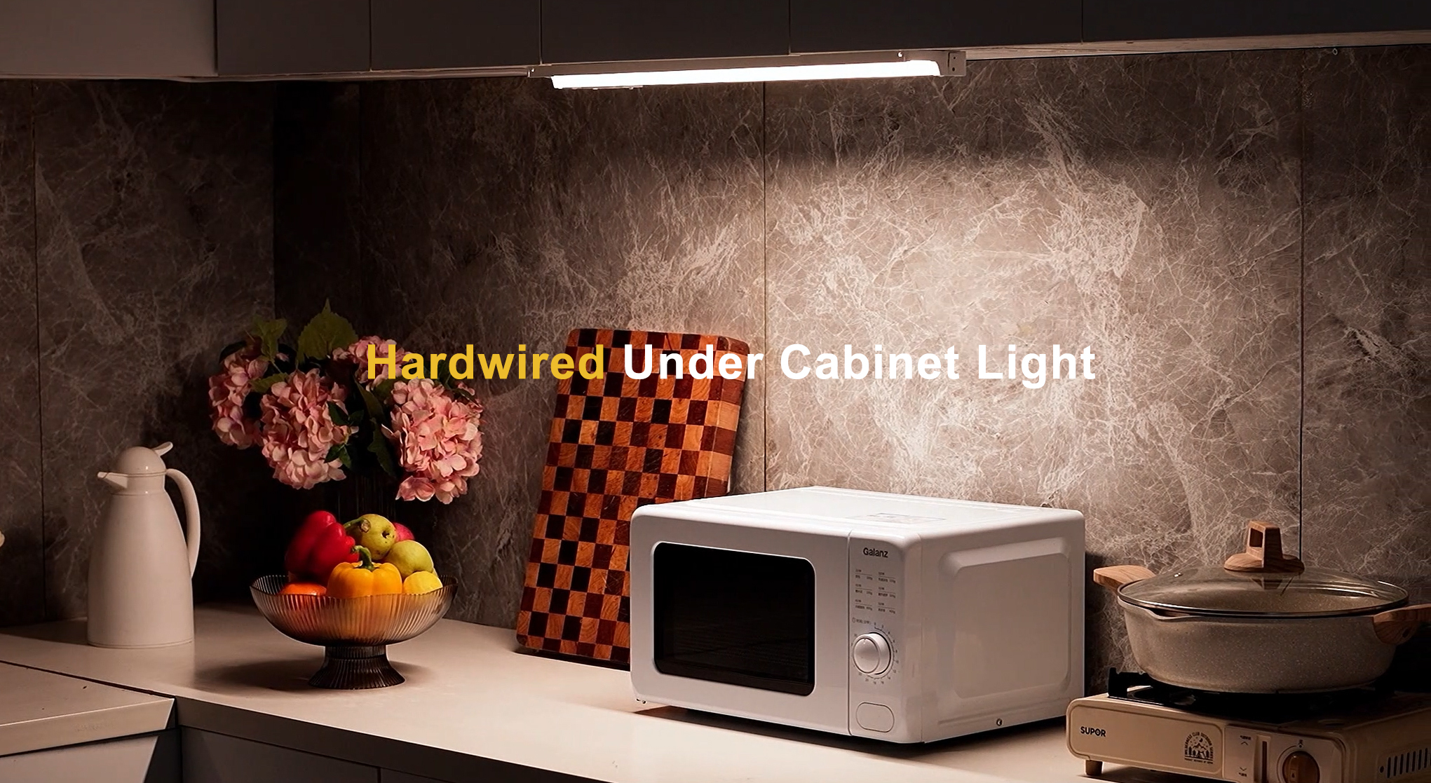 Image of Ensenior Hardwired Under Cabinet Lighting, 18 Inch 10W Under Cabinet Lights | Built-in 4-Level Dimmer & Switch, Premium Aluminum, Easy Link, True-color CRI 90+, 5 Colors, Moisture-Proof, FCC