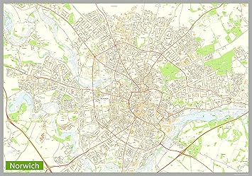 Norwich On Uk Map Norwich Street Map - Paper - Size 140 X 200 Cm : Amazon.co.uk: Stationery &  Office Supplies