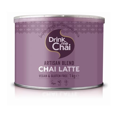 Drink me Chai Artisan Blend Chai Latte 1kg (1er Pack), nur Milch hinzufügen, veganes & glutenfreies Chai Latte Pulver (insgesamt 50 Portionen)