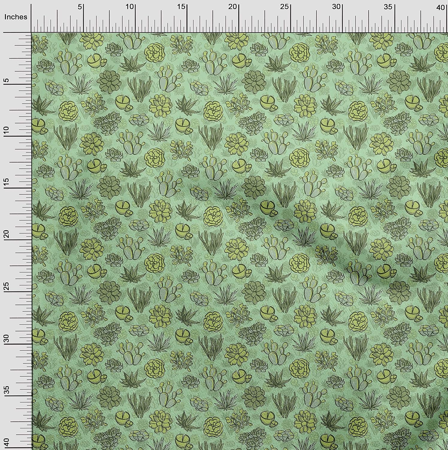 oneOone Viscose Chiffon Light Green Fabric Cactus Sewing Craft Projects Fabric Prints by Yard 42 Inch Wide