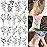 19 Sheets Sexy Realistic Black Flower Bouquet Temporary Tattoos For Women Girls Adults Arm Hand Neck Tatoos Set, Waterproof Small Fake Lavender Sunflower Floral Tattoo Stickers Tiny Branch Tattoo Kit