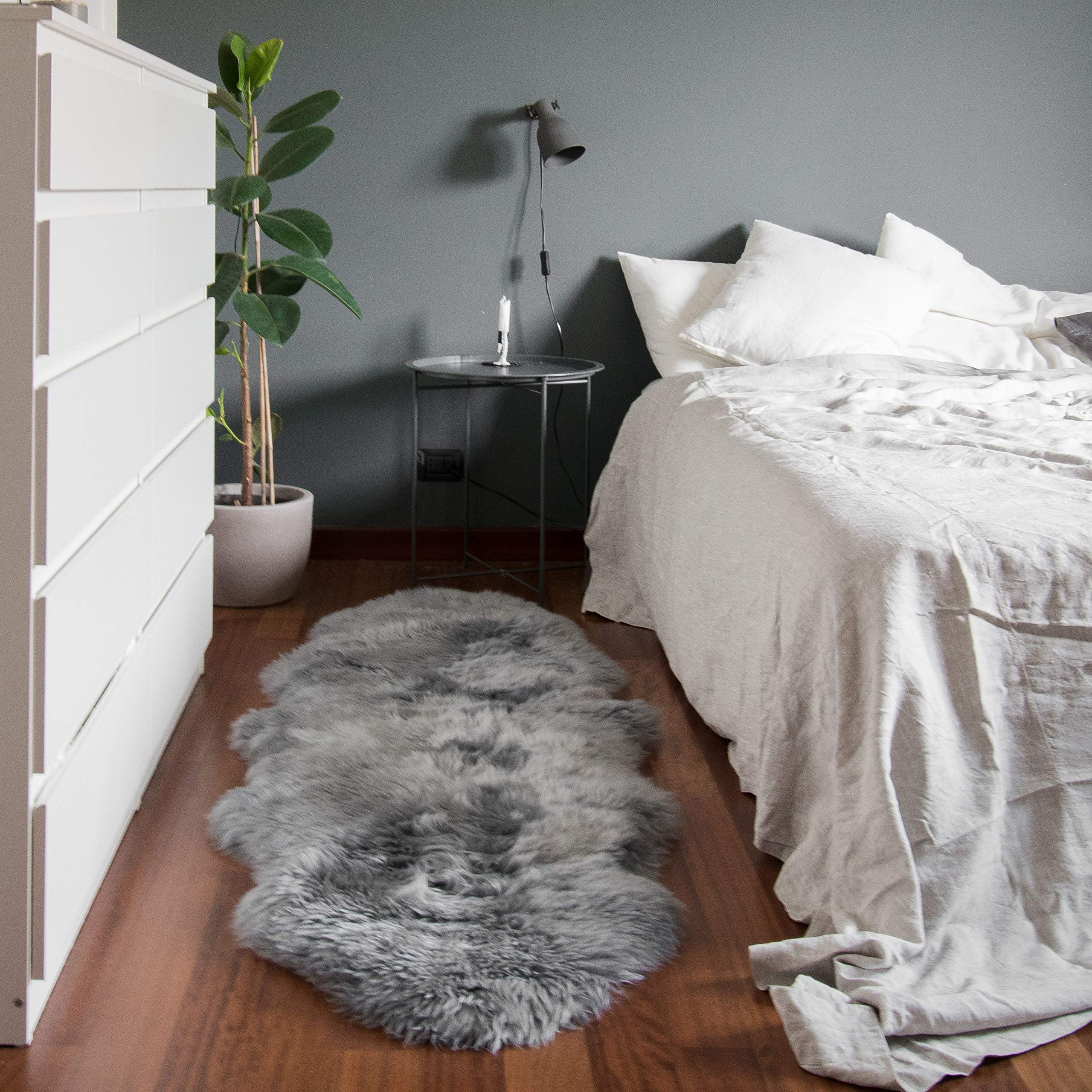 Outlavish Sheepskin Rug Genuine Soft Natural Merino (2' x 6' Grey)