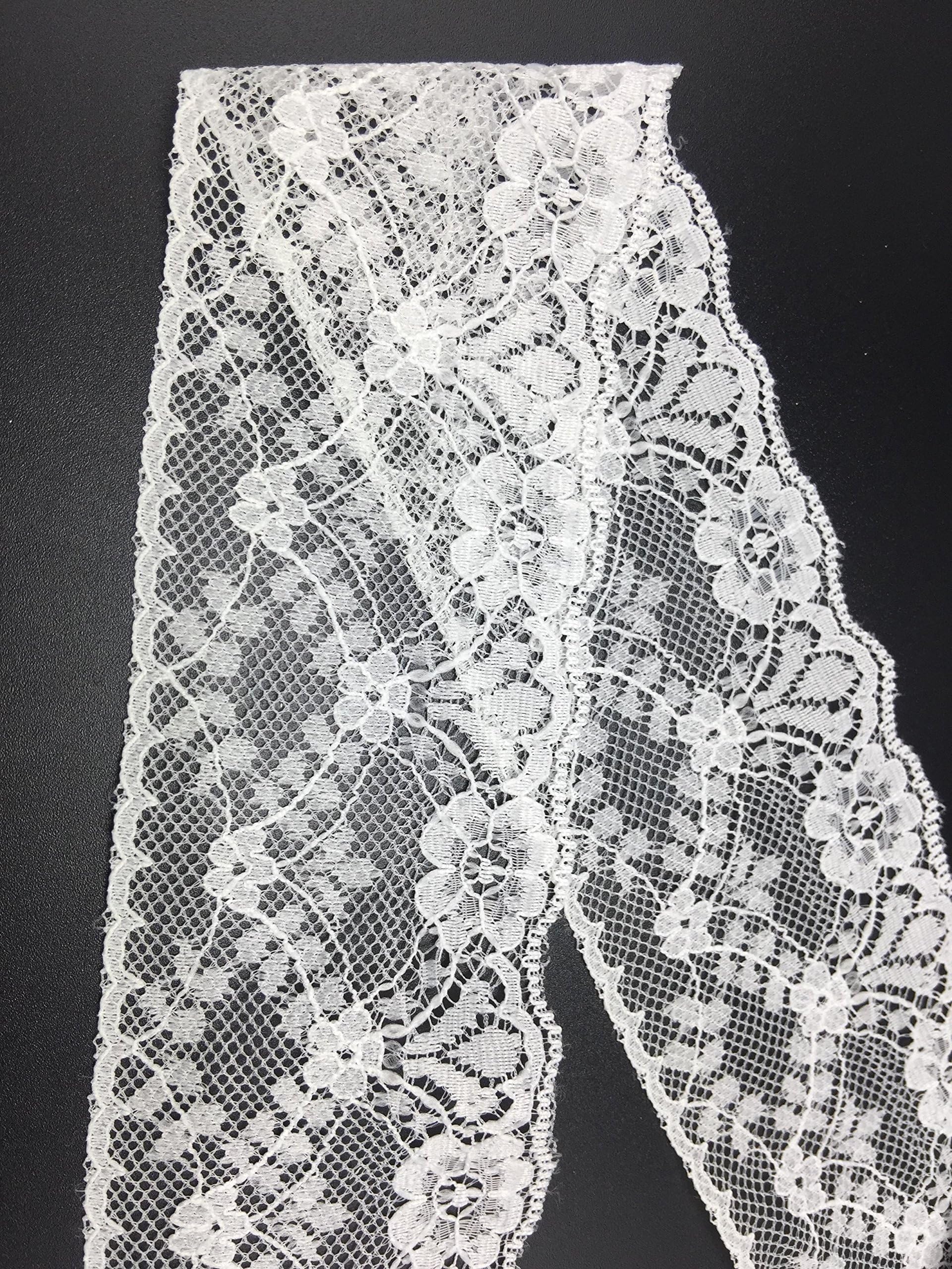 ELLA MAMA Lace Trim DIY Craft Light Delicate Ribbon Vintage Flora Pattern Scallop Edge 2-1/4 Inch Wide,15yds,White, for Wedding Decorations