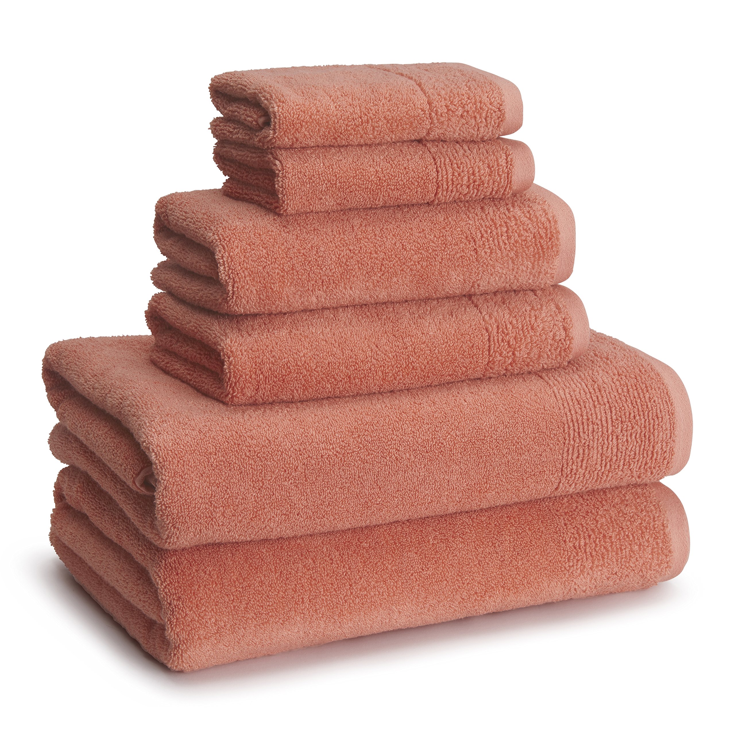 Kassatex KYT-256-COR Ręcznik Kioto, zestaw 6 sztuk, koralowy, bawełna bambusowa