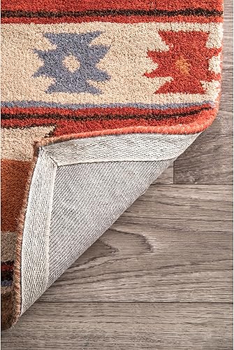 Miniatura 5 de nuLOOM Alfombra Shyla copetuda a mano, 6x9, color vino