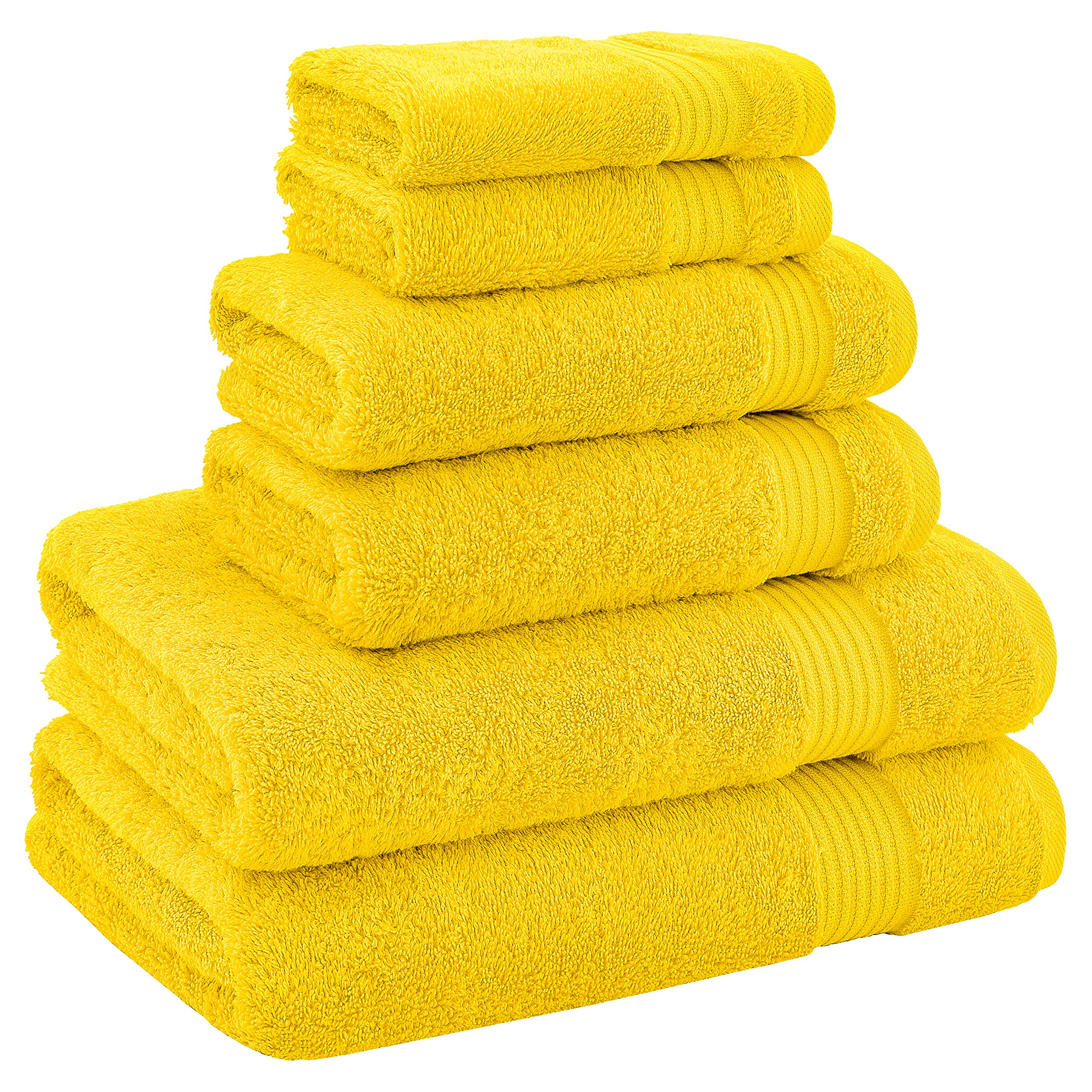 American Veteran Towel, Juego de 6 Toallas turcas 100% algodón, Juego de 6 Toallas de Lujo para artículos Esenciales de baño, 2 Toallas de baño, 2 Toallas de Mano y 2 paños, Color Amarillo