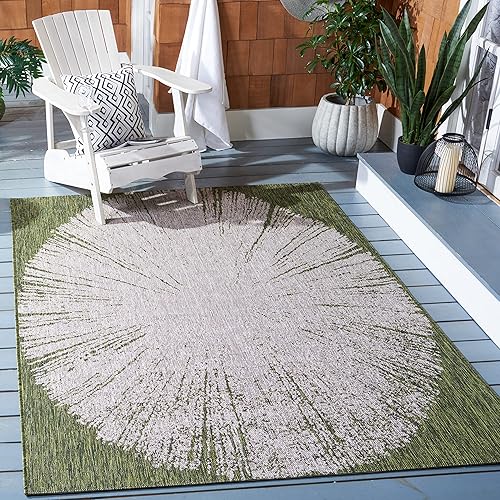 SAFAVIEH Courtyard Collection CY8893 - Alfombra decorativa para interiores y exteriores, impermeable, fácil de limpiar, 8 x 10 pies, color beige y