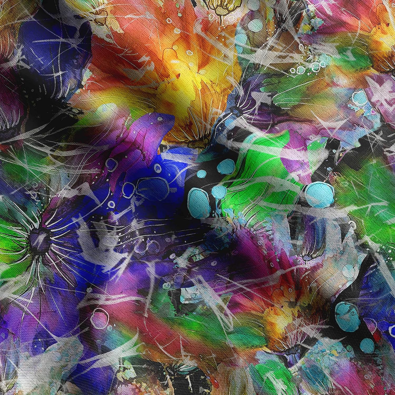 Soimoi Black Georgette Fabric - 42" Wide Floral Print Fabric By The Yard