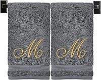 Vista 21 de Toallas de mano beige para baño, monogramadas, toallas turcas de algodón de lujo, bordadas en Estados Unidos, juego de 2, elige el color y la letra