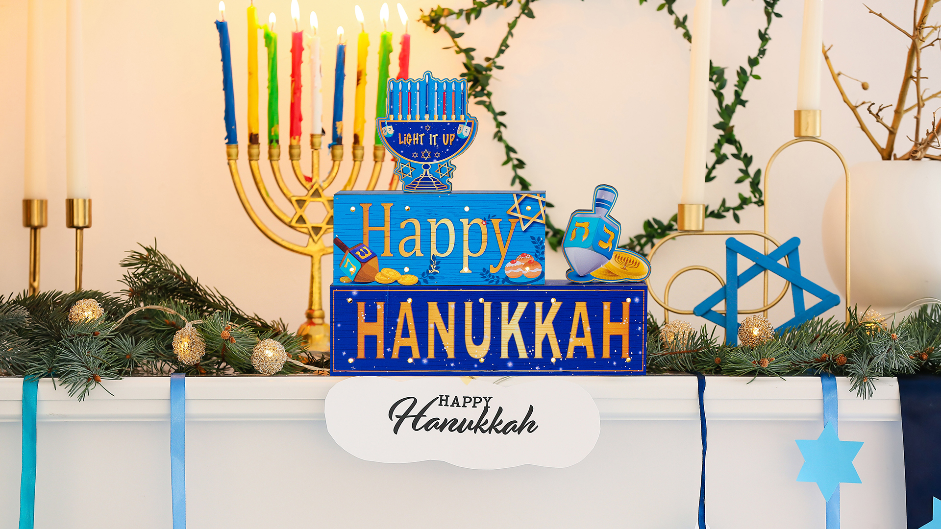 置物 hanaka No.383 Amazon.com: ANVAVO 5 Pieces Hanukkah Wooden Signs Happy HANUKKAH