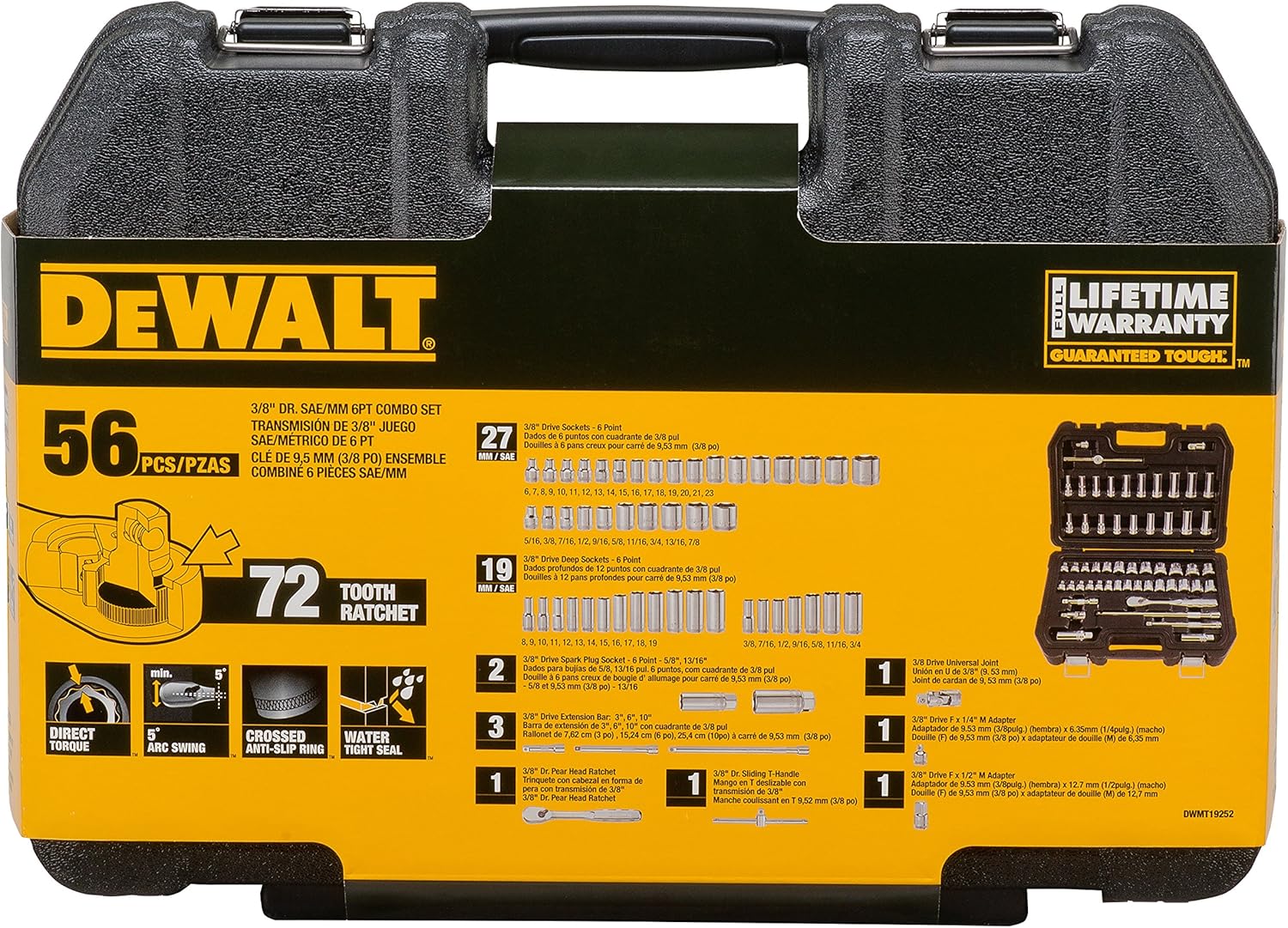 DEWALT DWMT19252 56 PC 3/8" SD 6PT Set