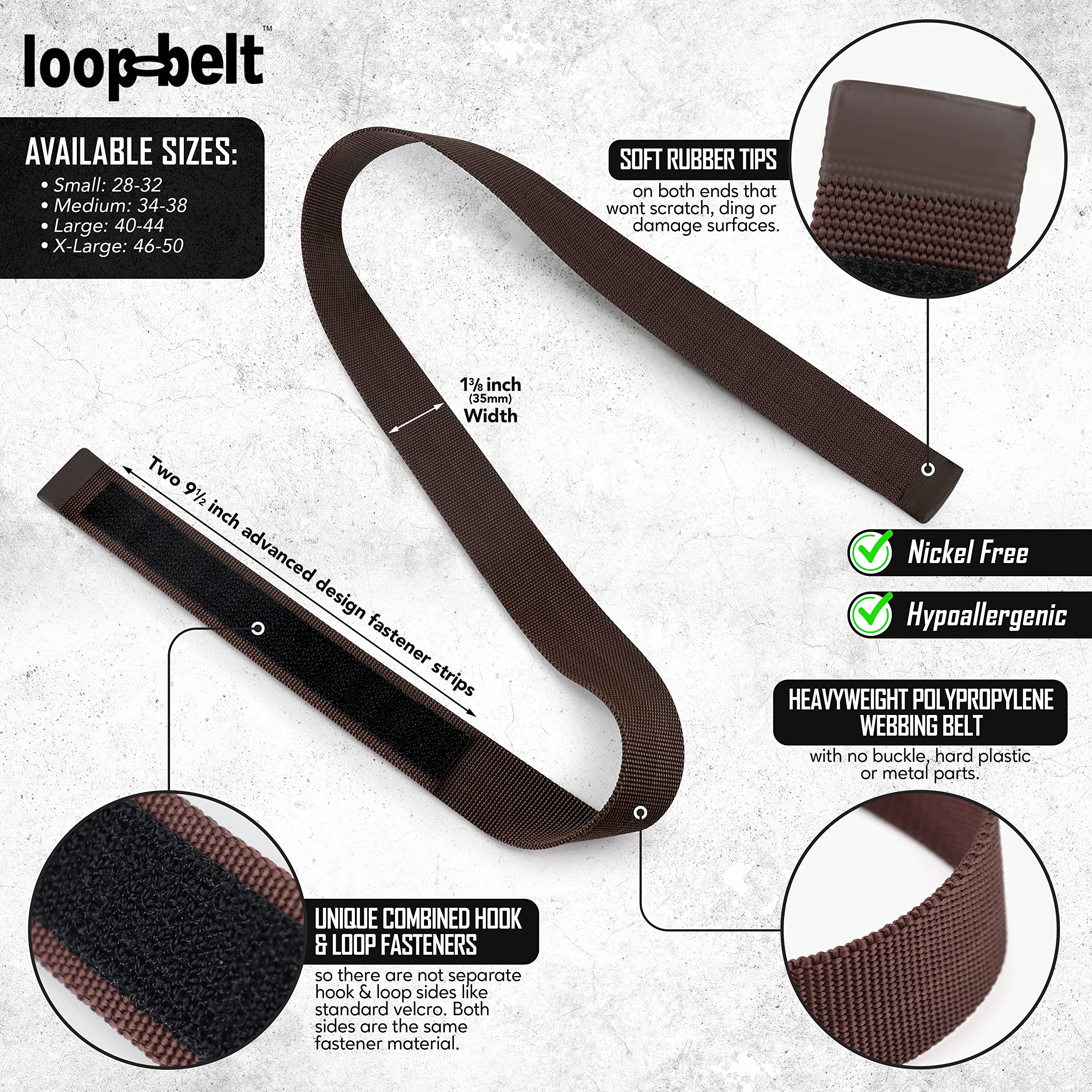 Brown No Scratch Web Belt With Rubber Coated Tips Advanced