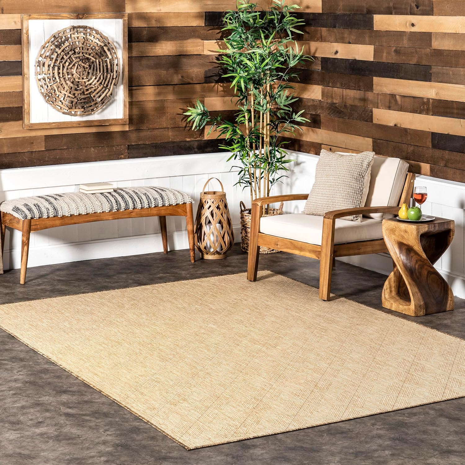 nuLOOM 2' x 3' Outdoor Performance Area Rug, Stain Resistant, Weather Resistant, High Traffic, Patio, Balcony, Outside, Ray Brown Ray Brown 2' x 3'