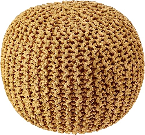 Miniatura 22 de REDEARTH Puf Otomano Redondo - Tejido a Mano Cable Boho Poof - Pouffe Reposapiés Circular para Sala de Estar - Dormitorio - Patio - 100% Algodón