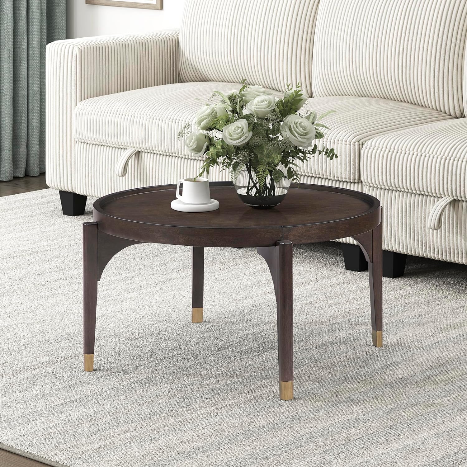 mid century modern coffee table dark brown birch veneer top