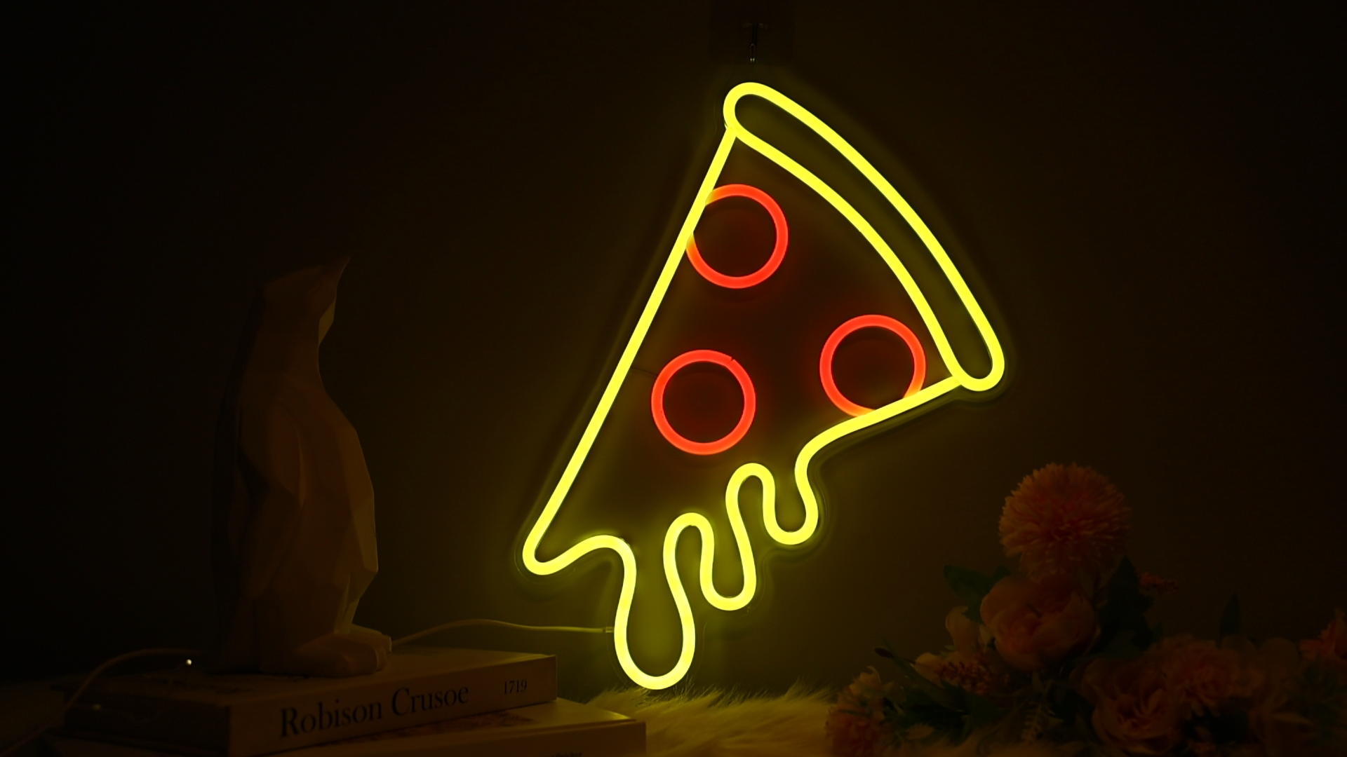 Planzo PIZZA Neonschild – LED-Leuchtschild, 40x14 Cm, Rot, Mit Dimmfunktion, 5V USB, Für Restaurant, Café Oder Deko