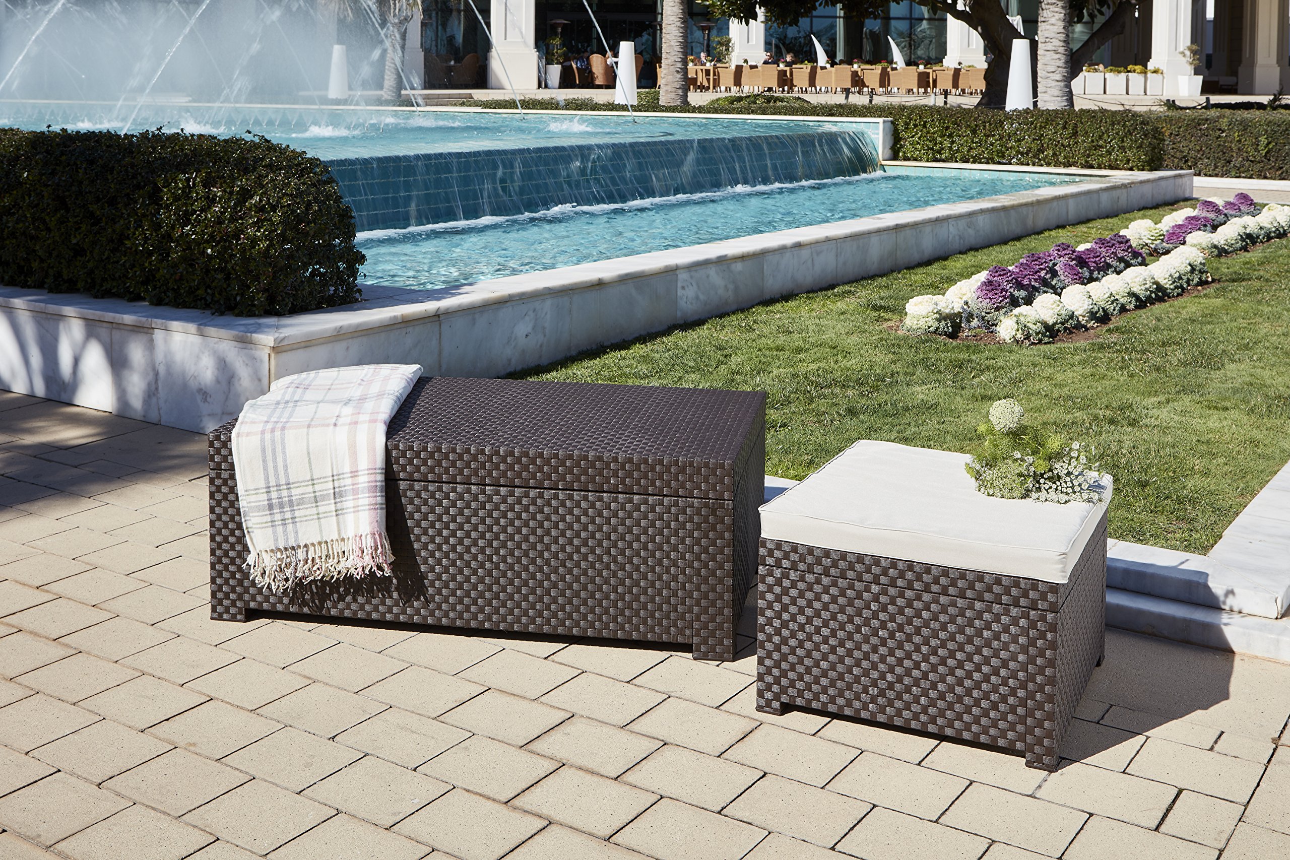 SP Berner Shaf - Diva | Baul Almacenaje Exterior para Muebles de Jardin - Arcon Exterior Jardin con Almacenaje | Fabricado en España con Materiales Reciclados - Color Wengué