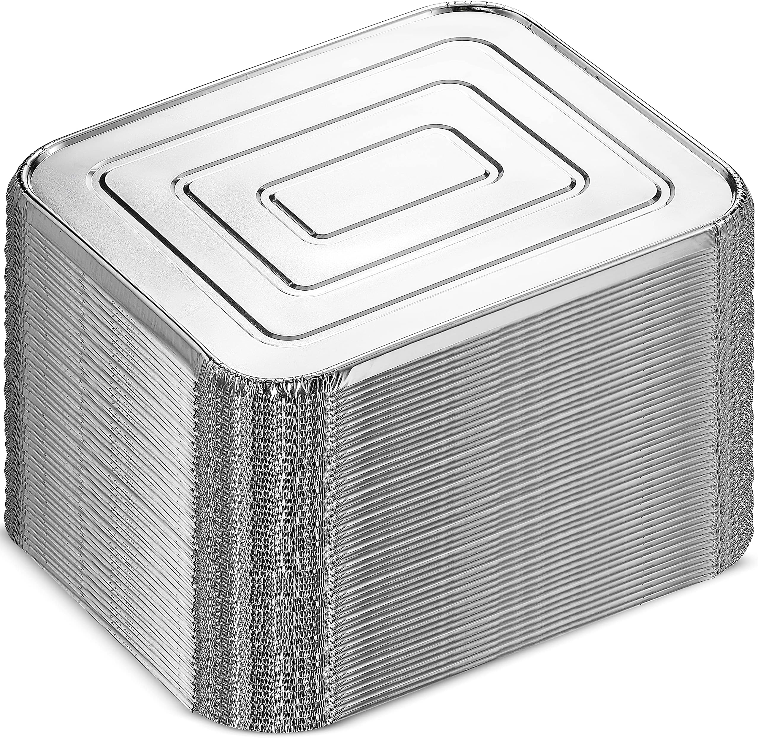 MontoPack Half-Size Aluminium Foil Lids | [50 Pack] | Perfect Fit for 9x13 Roasting Pans | Premium Quality for Baking & Catering | Disposable Food Prep Containers Lids