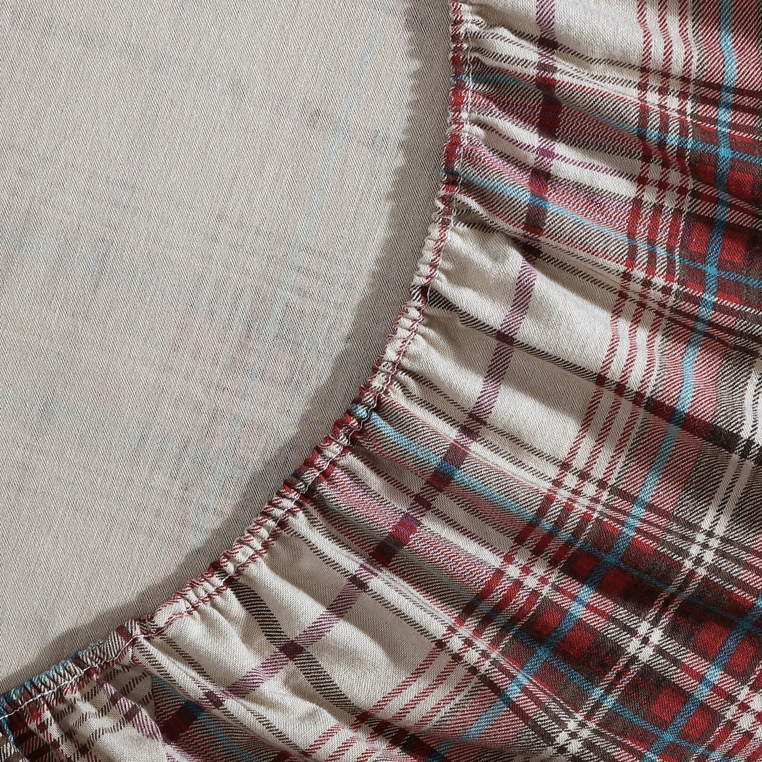 Sábanas de tamaño Queen, juego de cama de franela de algodón, cepillado para mayor suavidad, acogedora decoración para el hogar (Montlake Plaid, tamaño Queen) 4