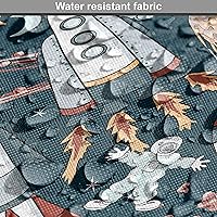 Vista 157 de Ambesonne Tela Geométrica por Yarda, Diseño Monocromo Patrón Abstracto de Líneas Continuas sobre Fondo Liso, Tela de Punto Elástico para Ropa