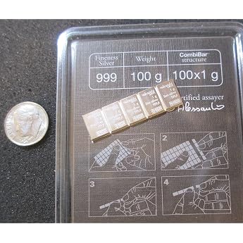 Valcambi Suisse 5 x 1 Gram 99.9% Sterling Silver Combo Bar