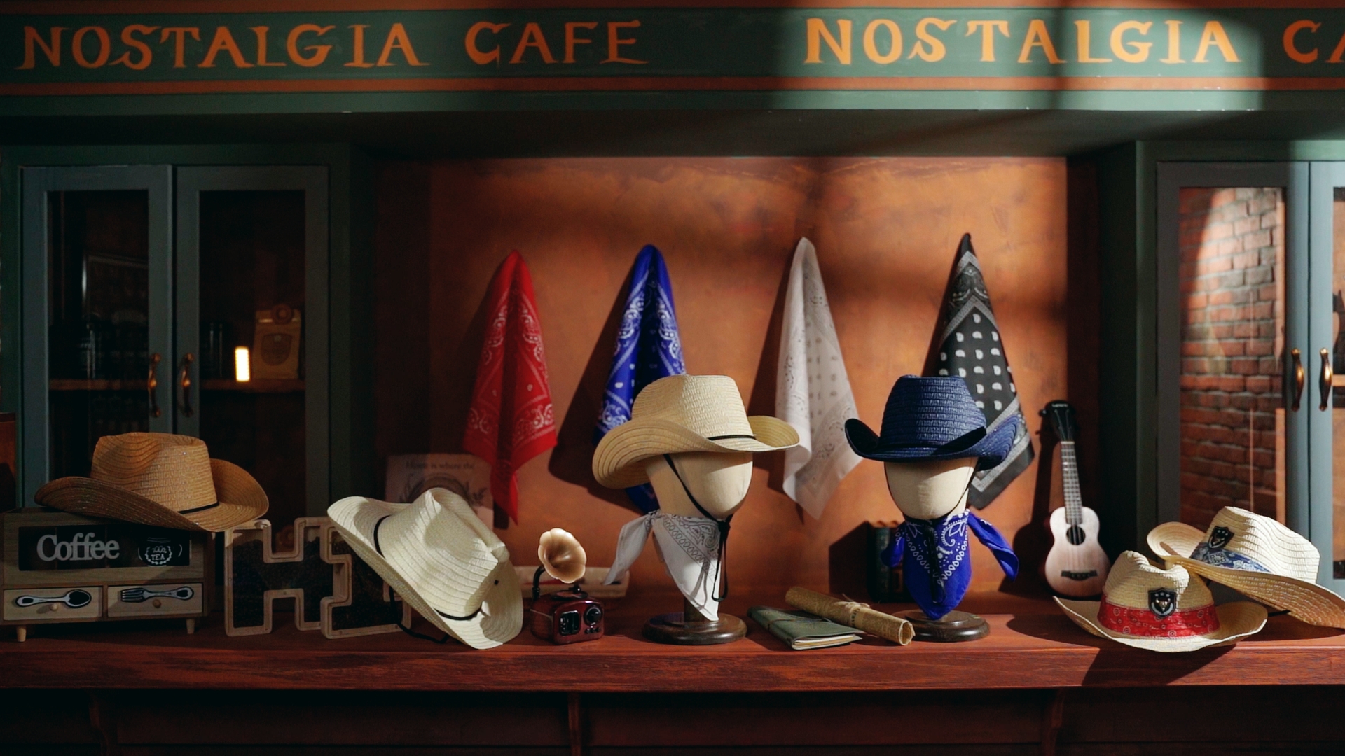 SATINIOR 12 Set Straw Cowboy Hats & Bandanas - Cowboy Party 