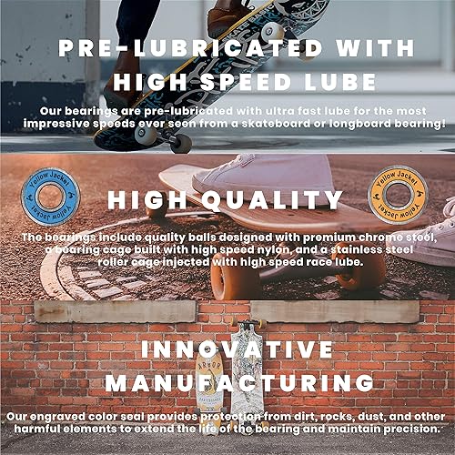 Miniatura 3 de Yellow Jacket Premium Inline Skate Bearings, Roller Skate Bearings, 608, ABEC (Pack of 16)