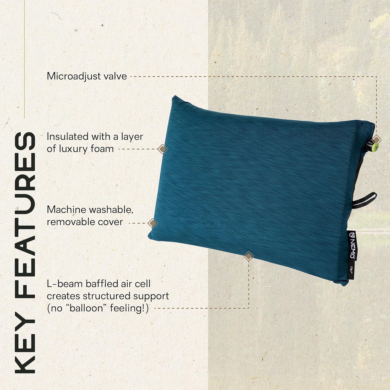 Nemo Equipment Fillo Backpacking & Camping Pillow - One Size - Abyss