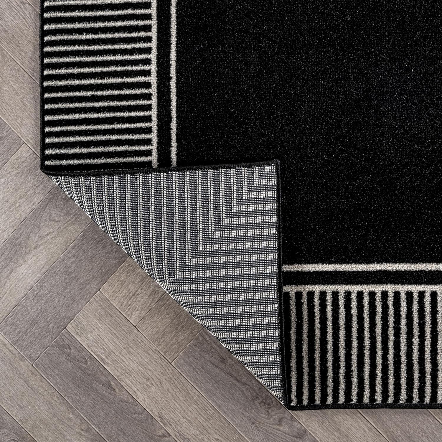 Rugshop Modern Distressed Bordered Indoor Area Rug for Living Room,Bedroom,Kitchen Rug Low Pile Rug with Jute Backing 7' 10" x 10' Black