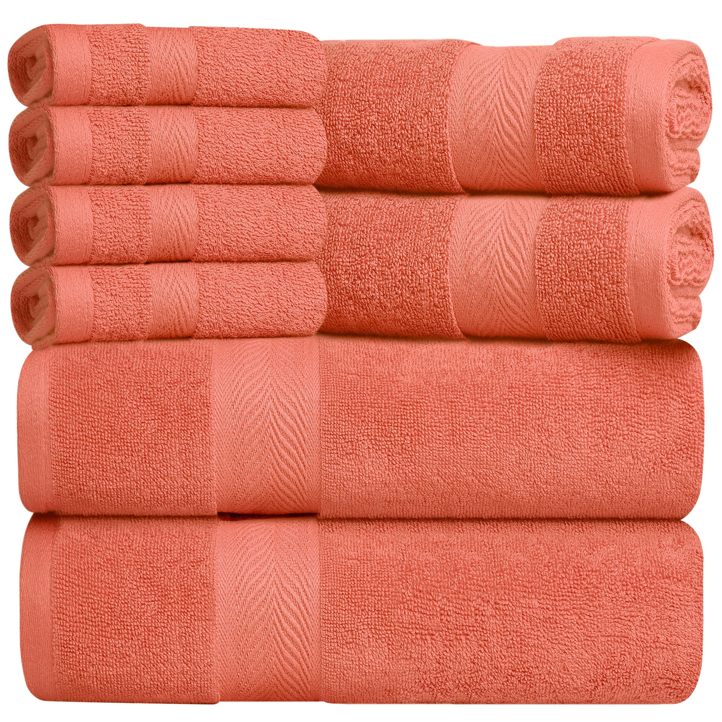 Oakias Set di asciugamani di alta qualità, 600 g/m², 8 pezzi, 100% cotone filato ad anello, altamente assorbenti, set di asciugamani da bagno super morbidi, qualità alberghiera, orlo con doppia