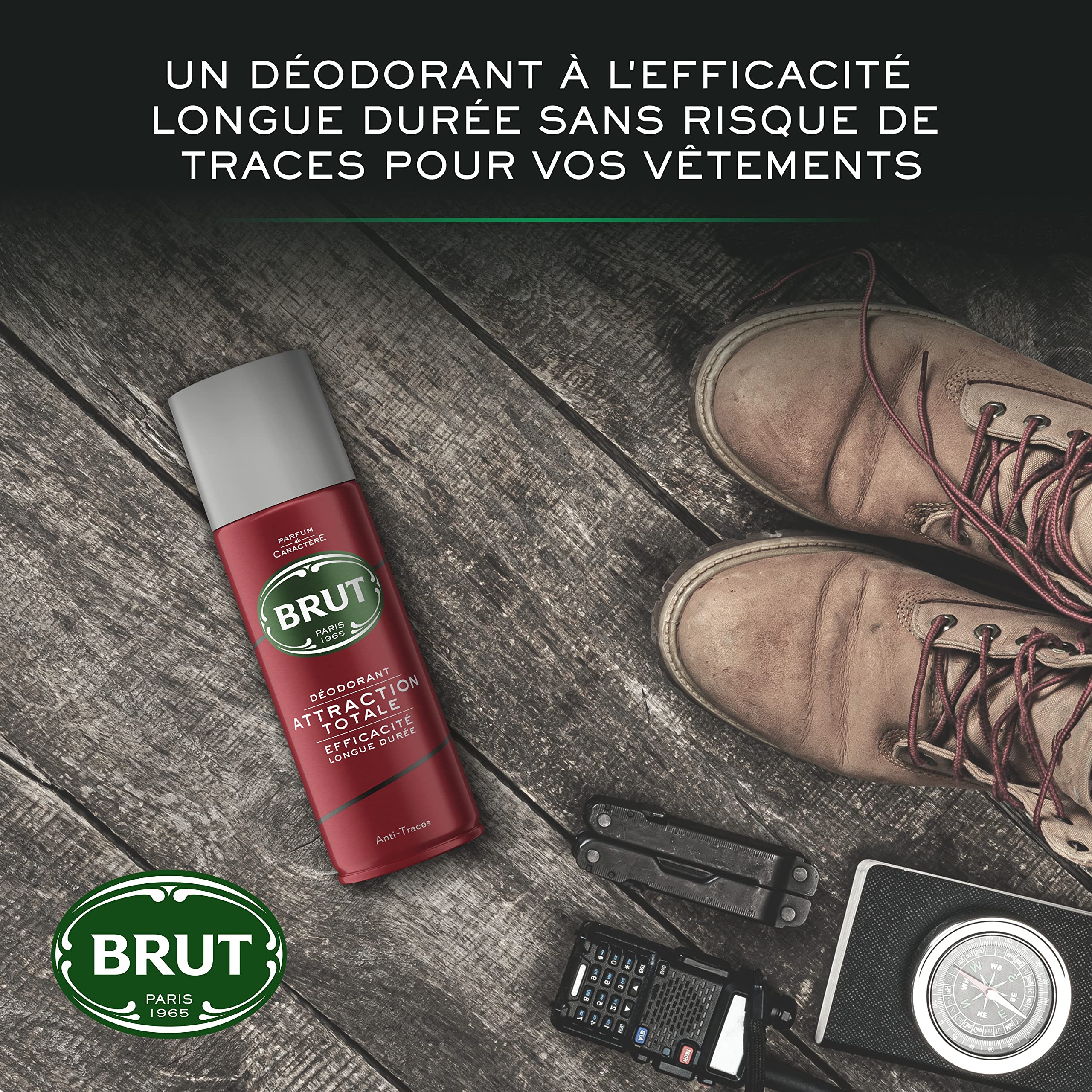 Brut Coffret Cadeau Homme Attraction Totale avec Eau de Toilette Attraction Totale 100ml et Déodorant 200ml, Parfum boisé et raffiné, Idée cadeau à offrir x1