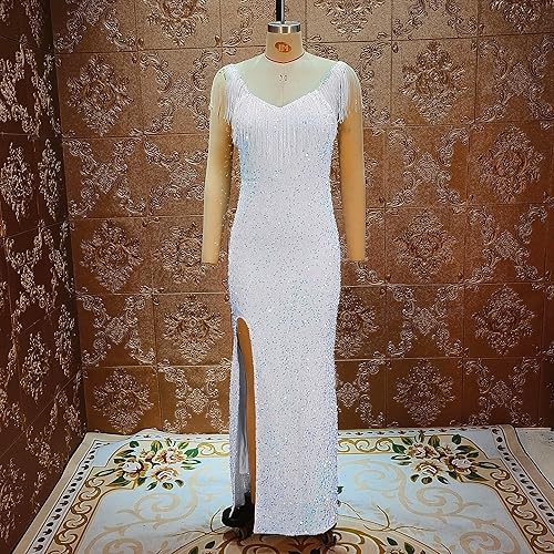 Miniatura 3 de Vestido sexy de sirena con cuello en V para mujer, elegante, con dobladillo dividido, vestido largo de noche