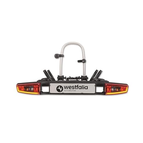 Westfalia Bikelander Fahrradträger für die Anhängerkupplung | Kupplungsträger für 2 Fahrräder | E-Bike geeignet | zusammenklappbar | LED-Hybrid-Leuchten