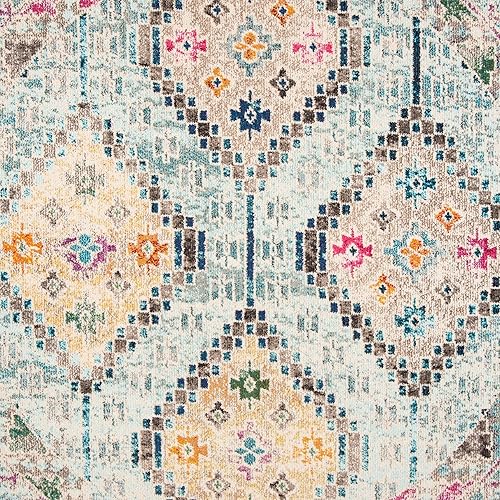 Vista 113 de Safavieh Madison Collection MAD418F - Alfombra de área con diamantes, Polipropileno, Azul Oscuro/Amarillo