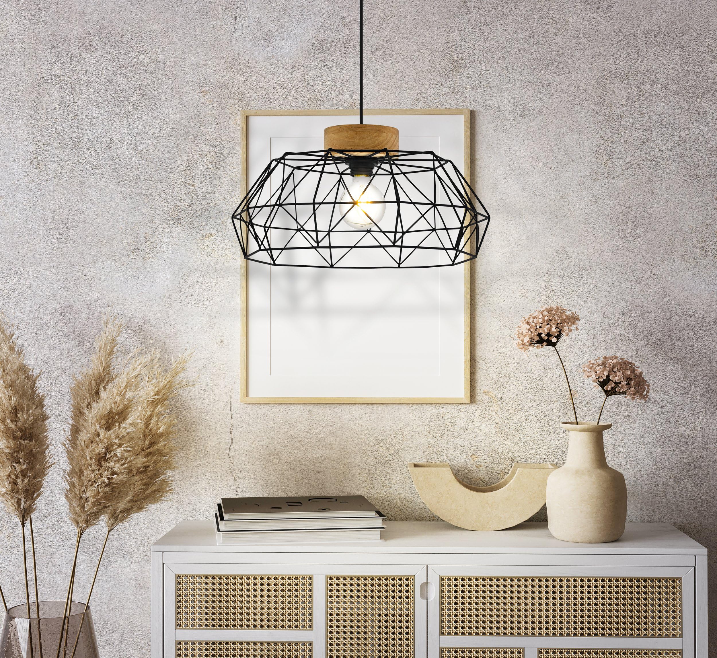 Eglo Suspension luminaire Padstow, lustre suspendu vintage, industriel et