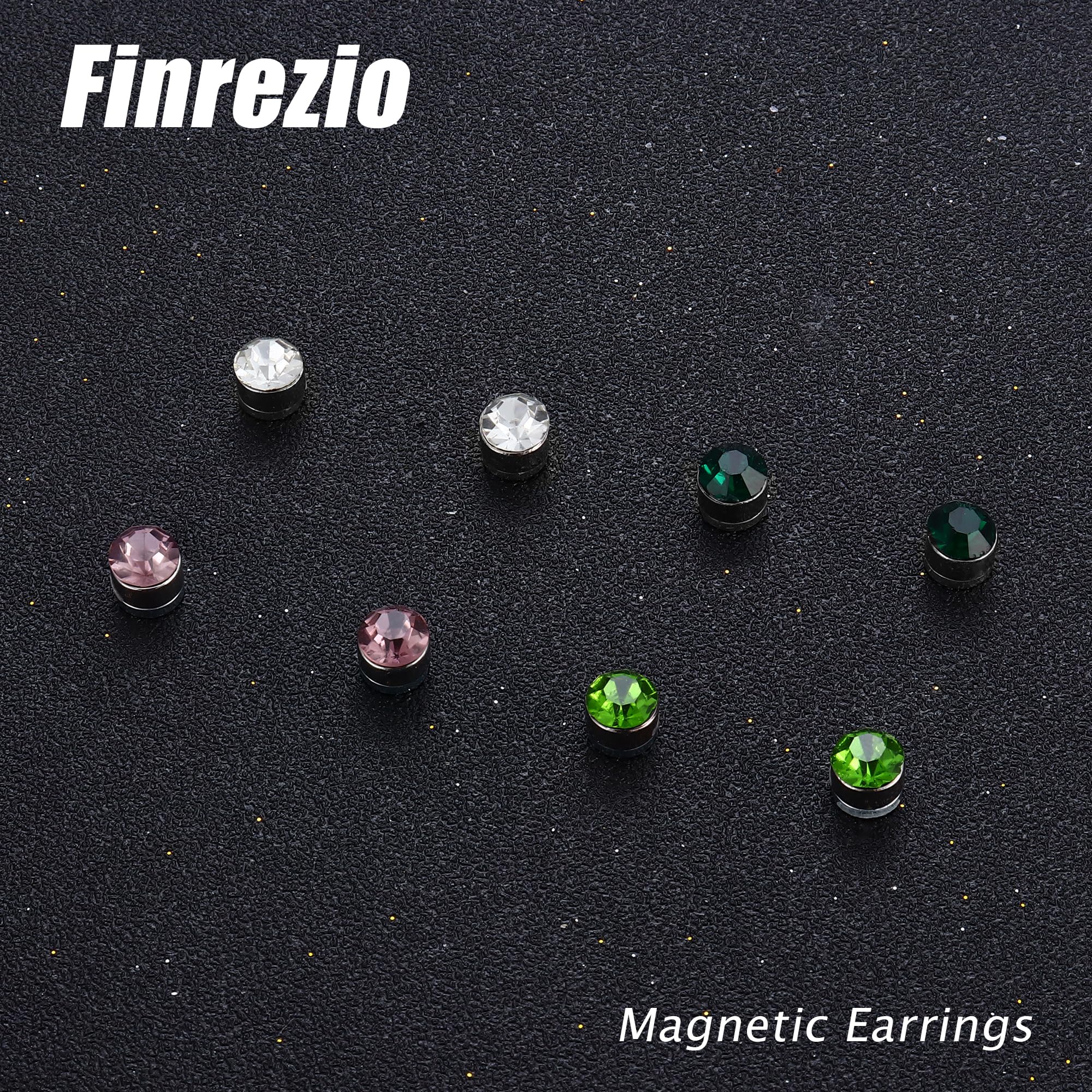 Finrezio 20 Pares Conjunto de Aretes Hombres Mujeres Colorido Cristal Pendientes Magneticos No Perforado Piercing 6 mm Pendientes Falsos